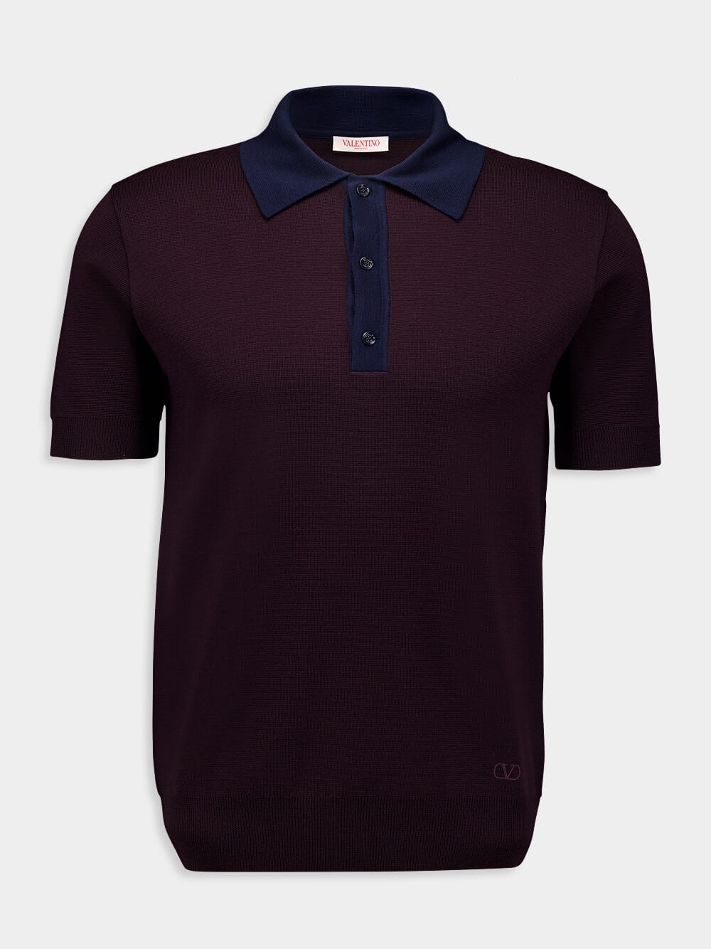 Maroon Wool Polo Shirt with VLogo Embroidery