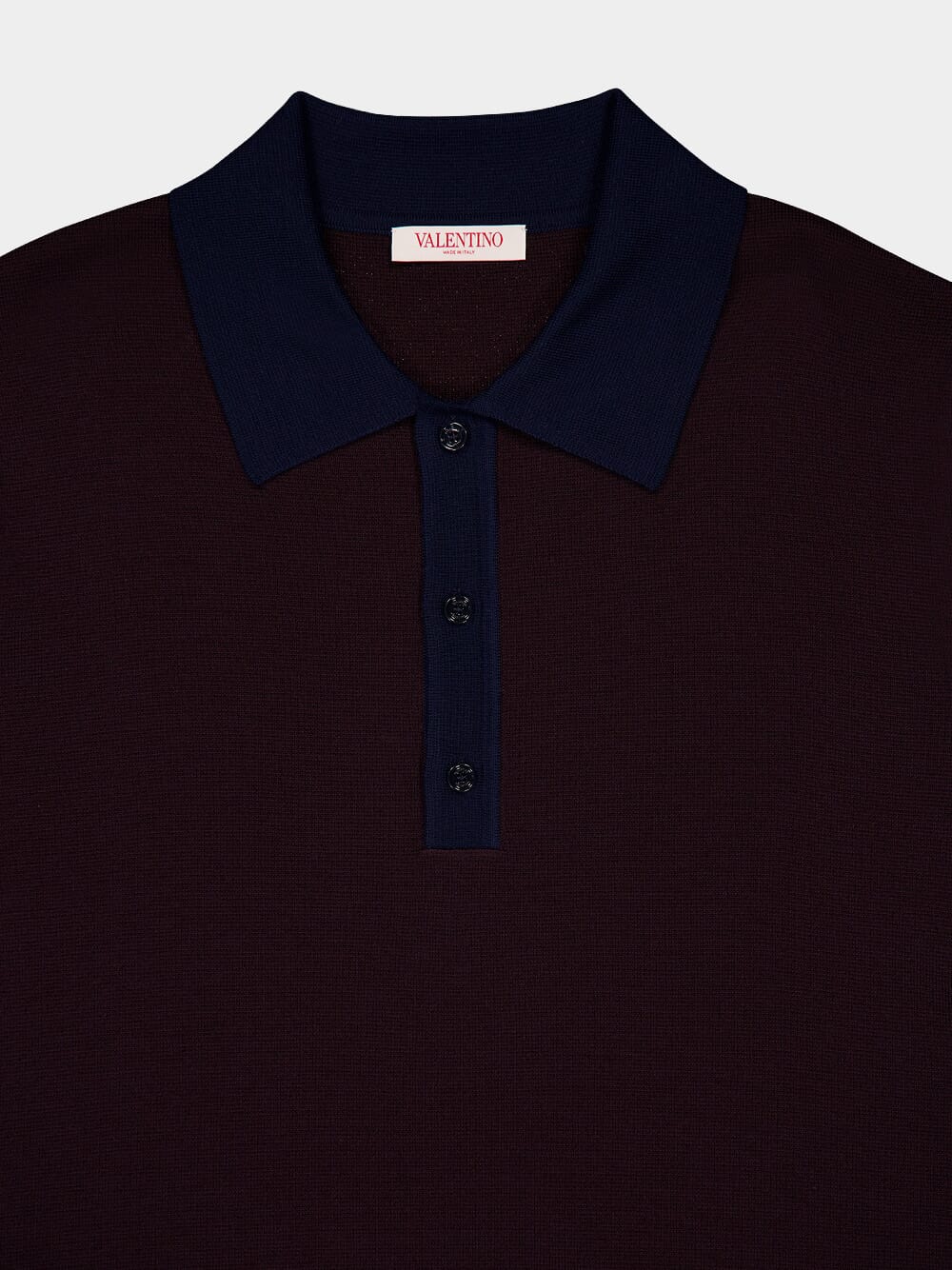 Maroon Wool Polo Shirt with VLogo Embroidery