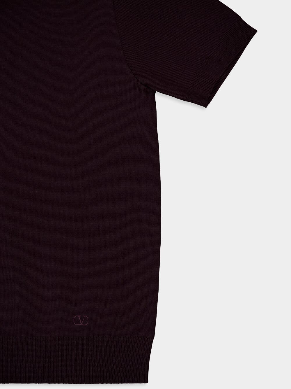 Maroon Wool Polo Shirt with VLogo Embroidery