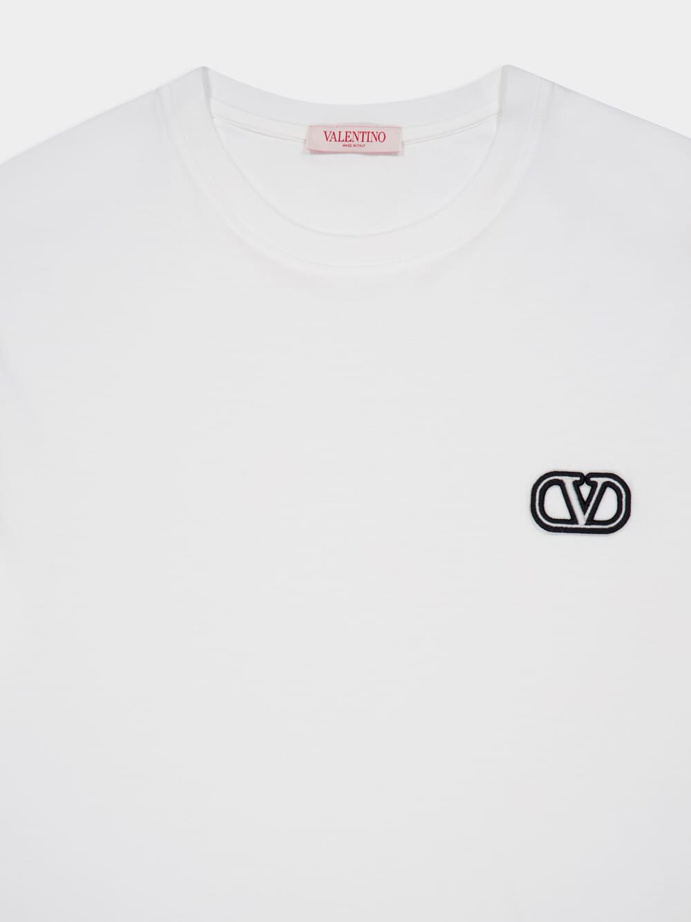 White Cotton T-shirt with VLogo Patch