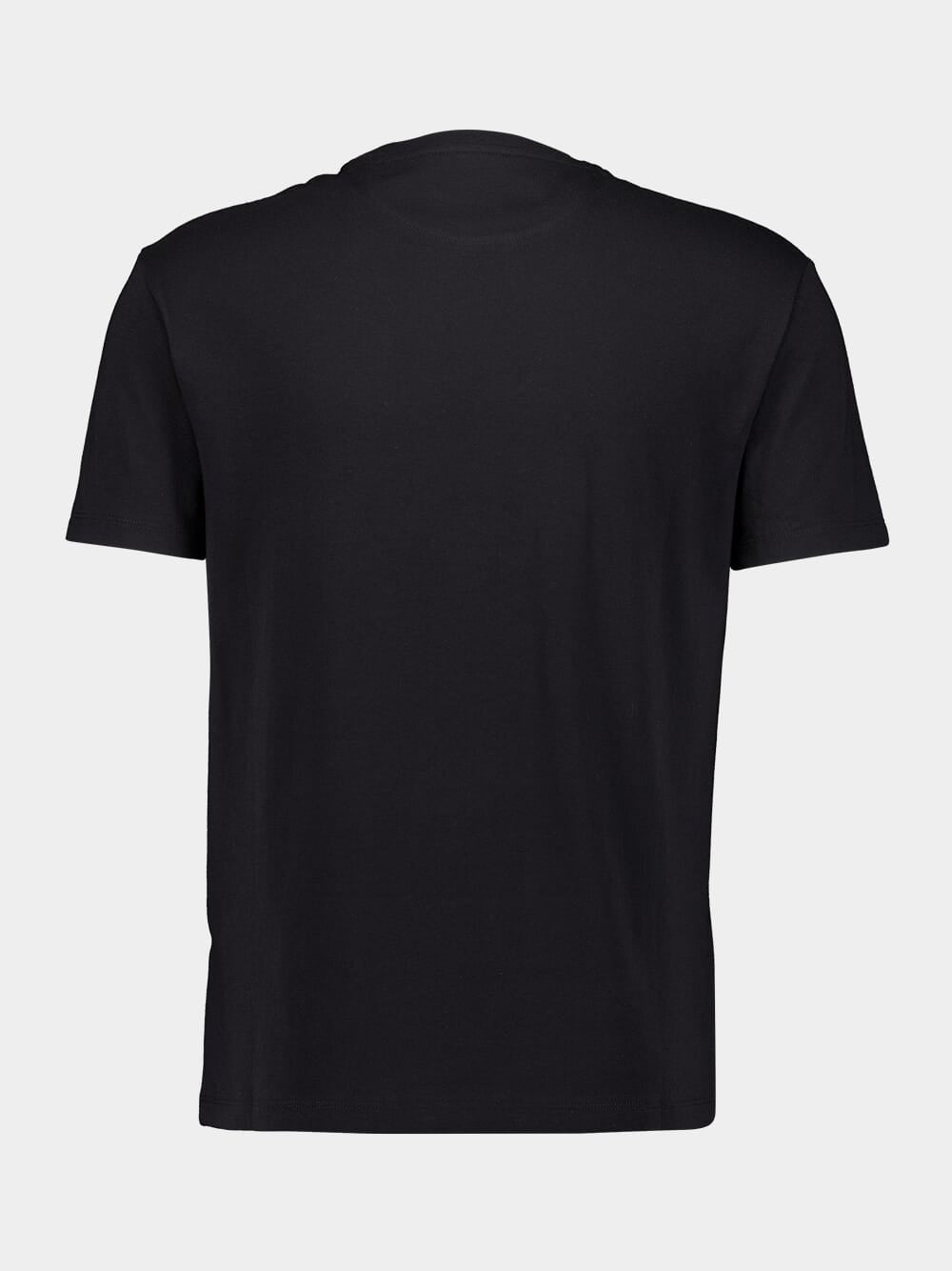 Black Cotton T-shirt with VLogo Patch