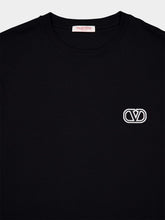 Valentino Garavani Black Cotton T-shirt with VLogo Patch