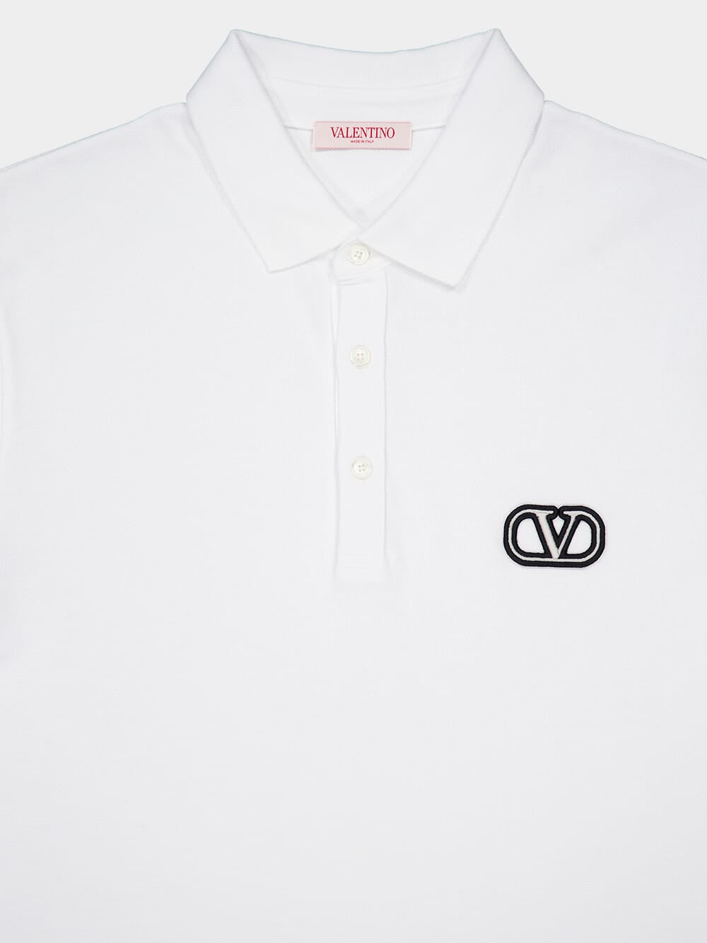 White Cotton Piqué Polo Shirt with Vlogo