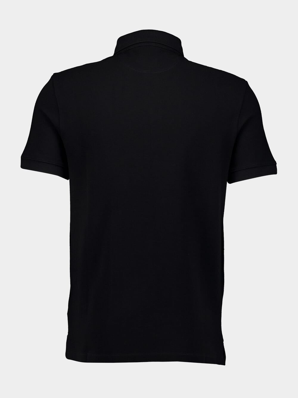 Black Cotton Piqué Polo Shirt with Vlogo