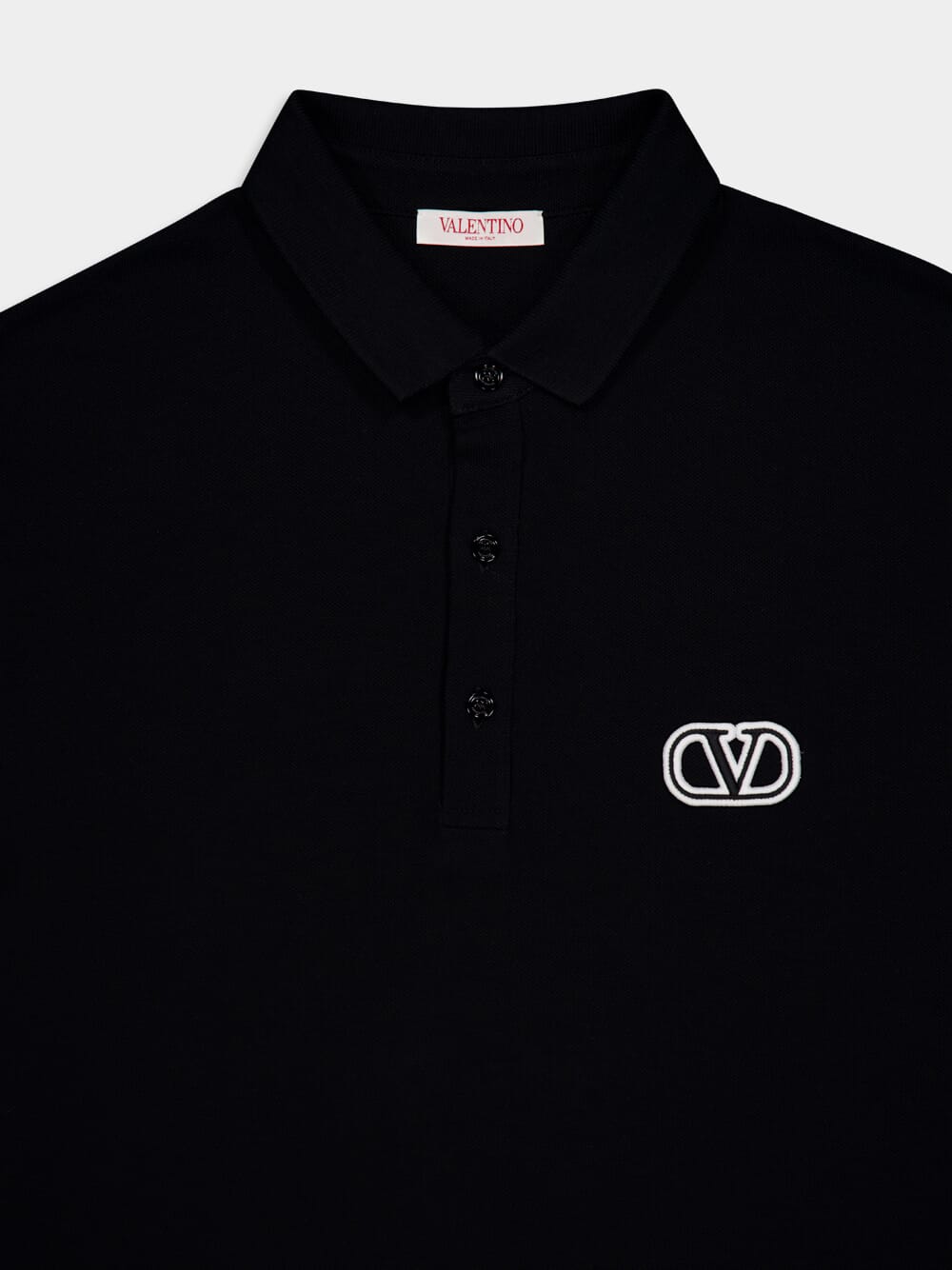 Black Cotton Piqué Polo Shirt with Vlogo