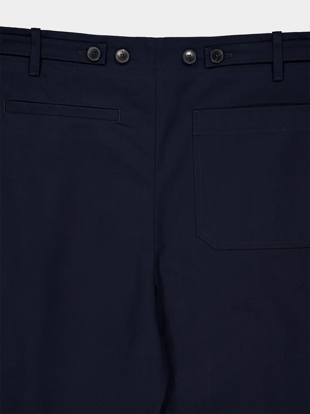 Navy Pleat-Detail Cotton Chinos