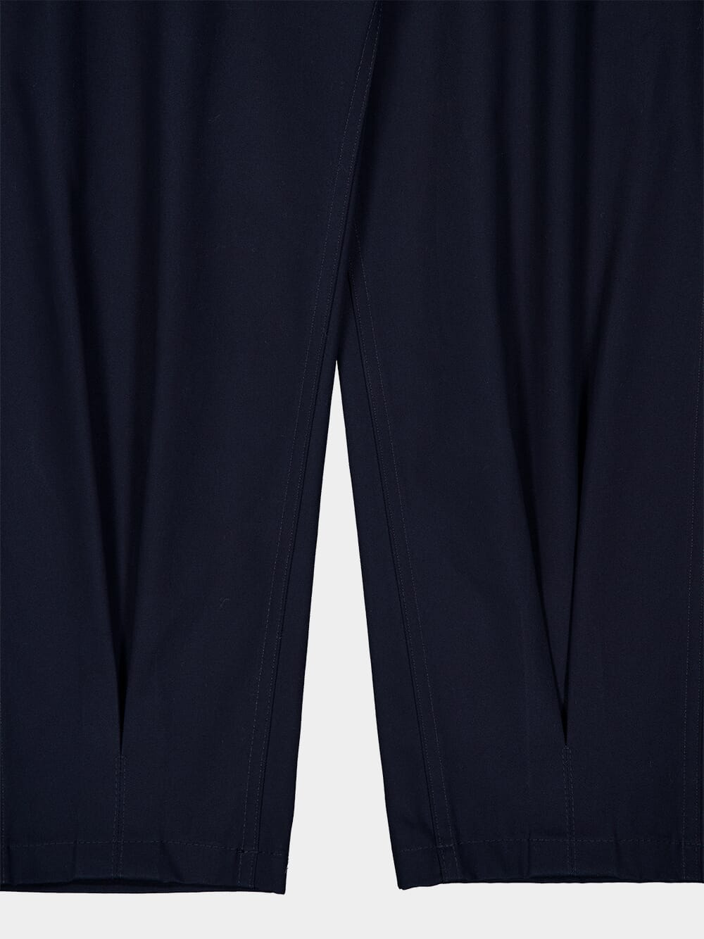 Navy Pleat-Detail Cotton Chinos