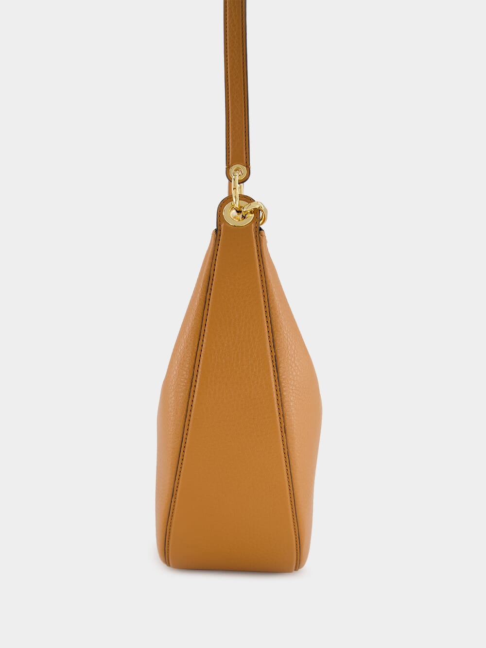 Brown Hobo Moon Medium Leather Bag with VLogo Chain