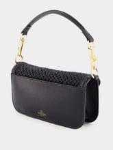 Valentino Garavani Black Small Leather Shoulder Bag with Gold VLogo