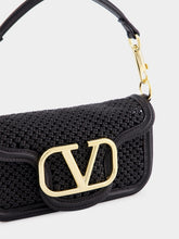 Valentino Garavani Black Small Leather Shoulder Bag with Gold VLogo