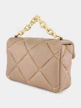 Valentino Garavani Beige Quilted Lambskin Handbag with Chain Strap