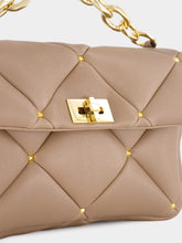 Valentino Garavani Beige Quilted Lambskin Handbag with Chain Strap