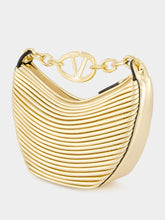 Valentino Garavani Gold Nappa Leather Mini Hobo Moon Bag with VLogo Chain