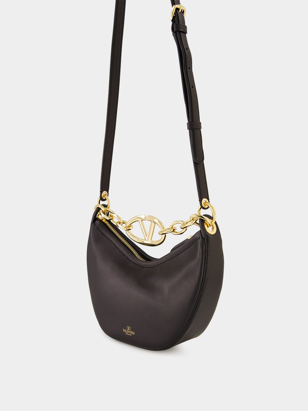 Black Mini VLogo Moon Hobo Bag