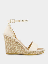 Valentino Garavani Gold Rockstud Wedge Espadrilles