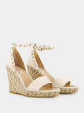 Valentino Garavani Gold Rockstud Wedge Espadrilles