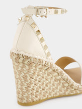 Valentino Garavani Gold Rockstud Wedge Espadrilles