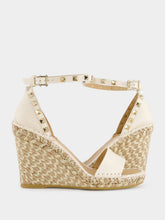 Valentino Garavani Gold Rockstud Wedge Espadrilles