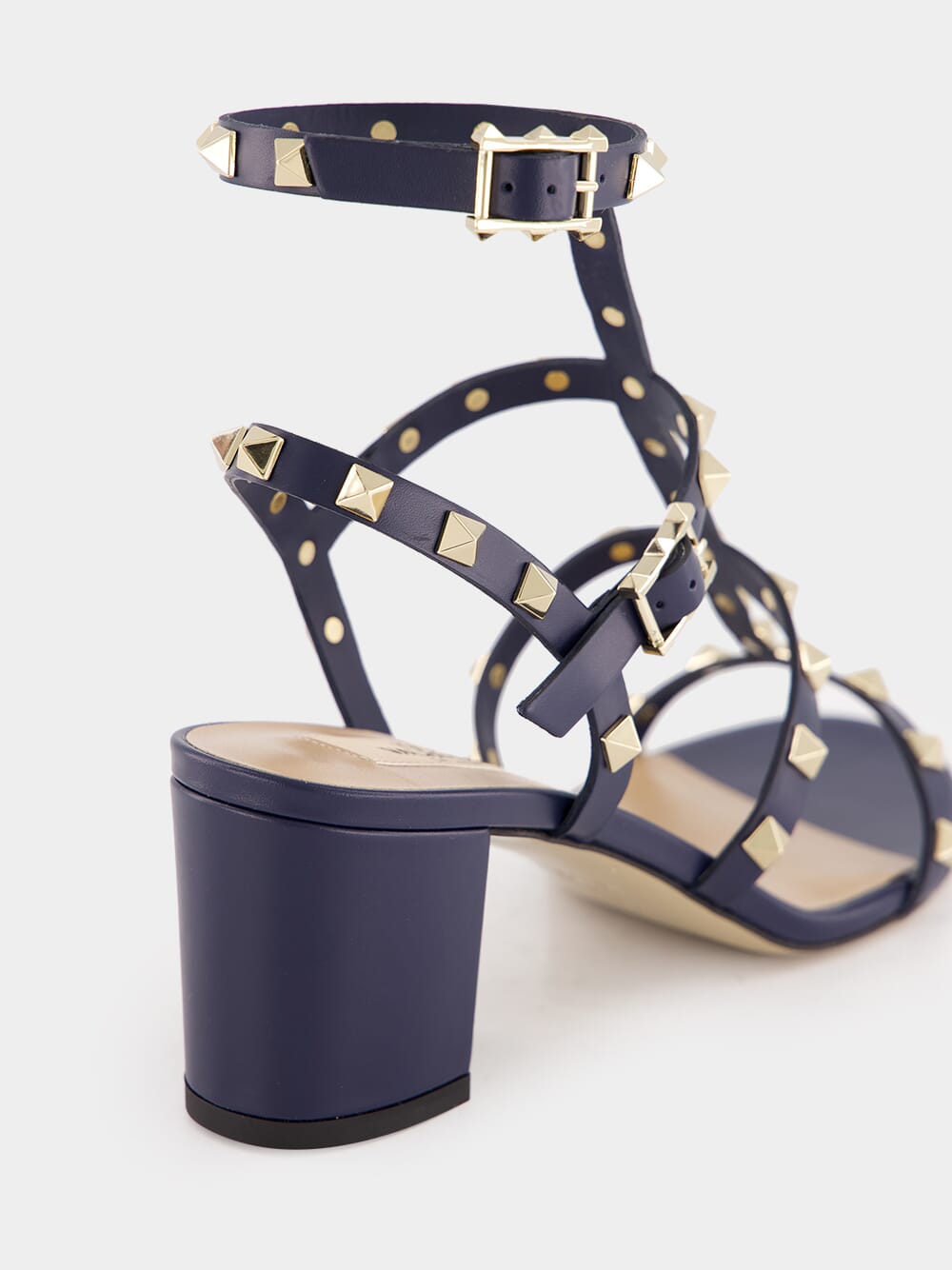 Blue Rockstud Ankle Strap Sandals