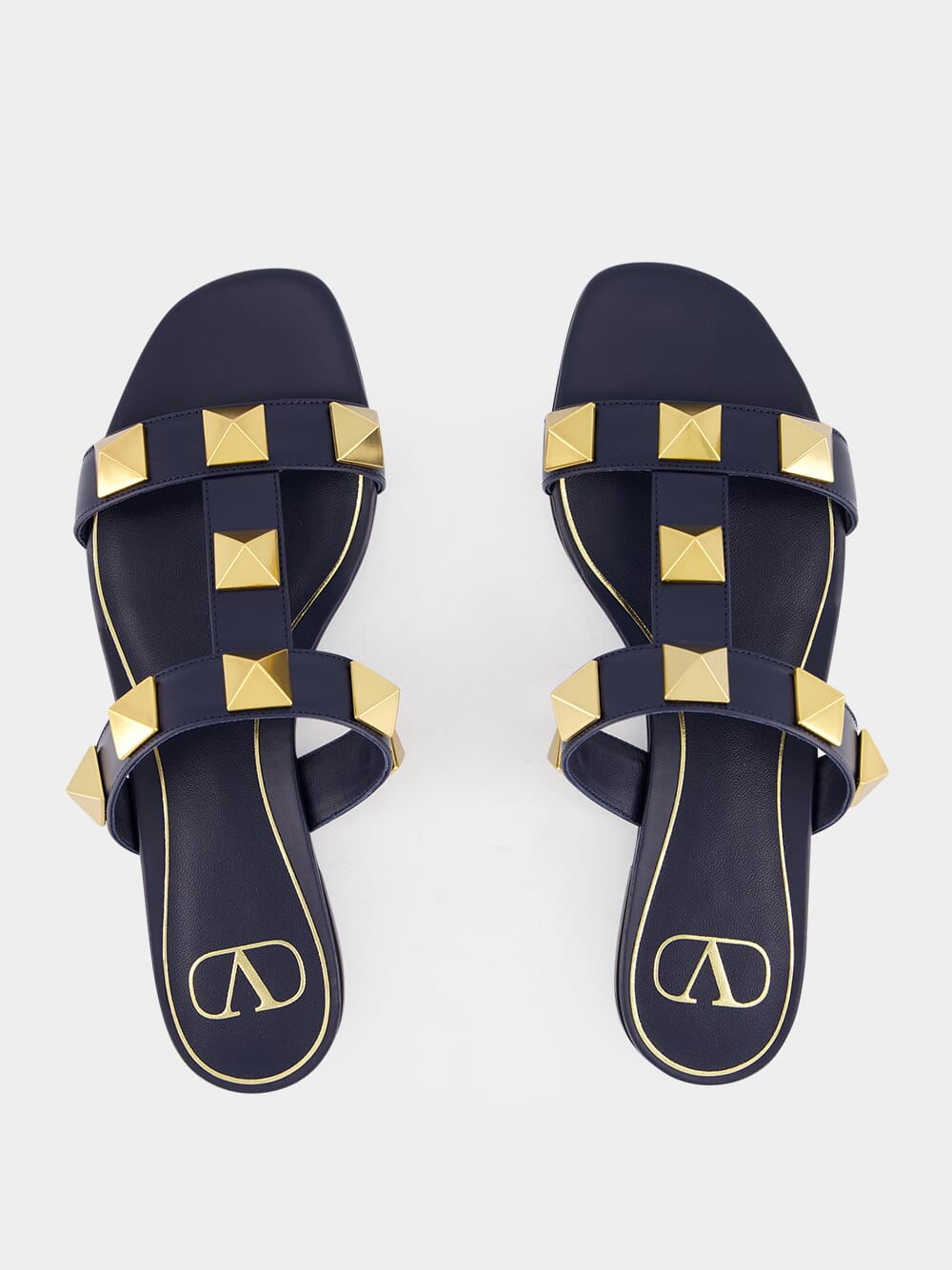 Blue Roman Stud Flat Slide Sandals