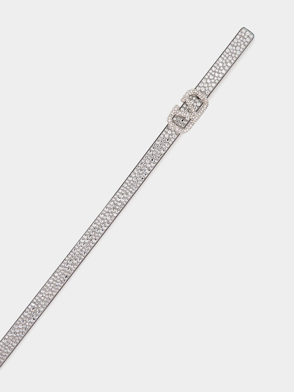 Silver VLogo Signature Belt with Swarovski Crystals