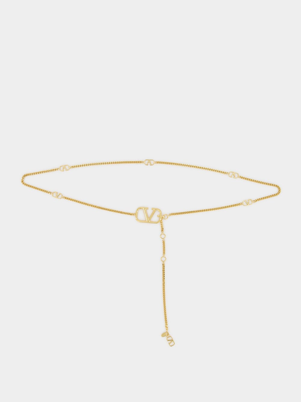 Gold VLogo Signature Chain Belt in Metal