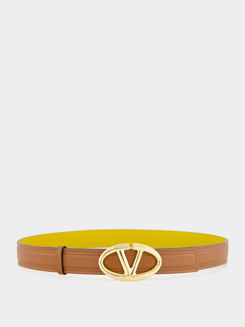 Brown Reversible Vlogo Leather Belt