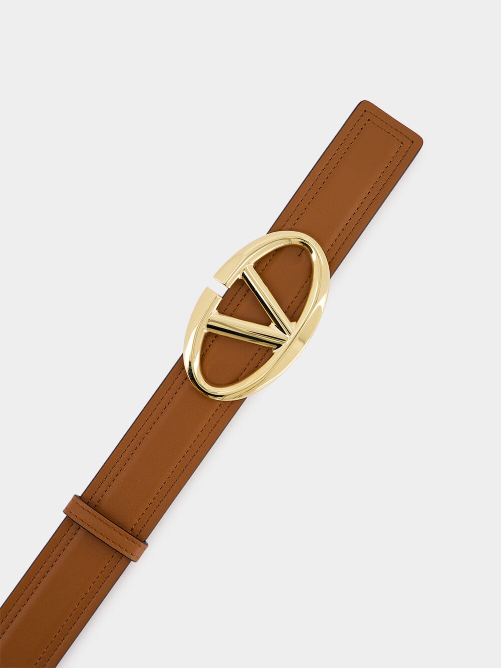 Brown Reversible Vlogo Leather Belt