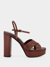 Miu Miu Coffee Leather Platform Sandals