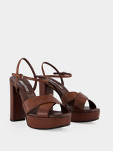 Miu Miu Coffee Leather Platform Sandals
