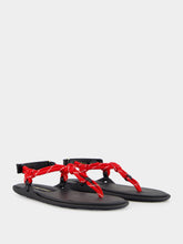 Miu Miu Red Riviere Cord and Leather Sandals