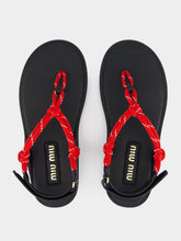 Miu Miu Red Riviere Cord and Leather Sandals