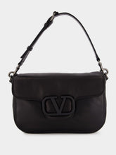 Valentino Garavani Black Shoulder Bag Alltime Rubber Logo Nappa