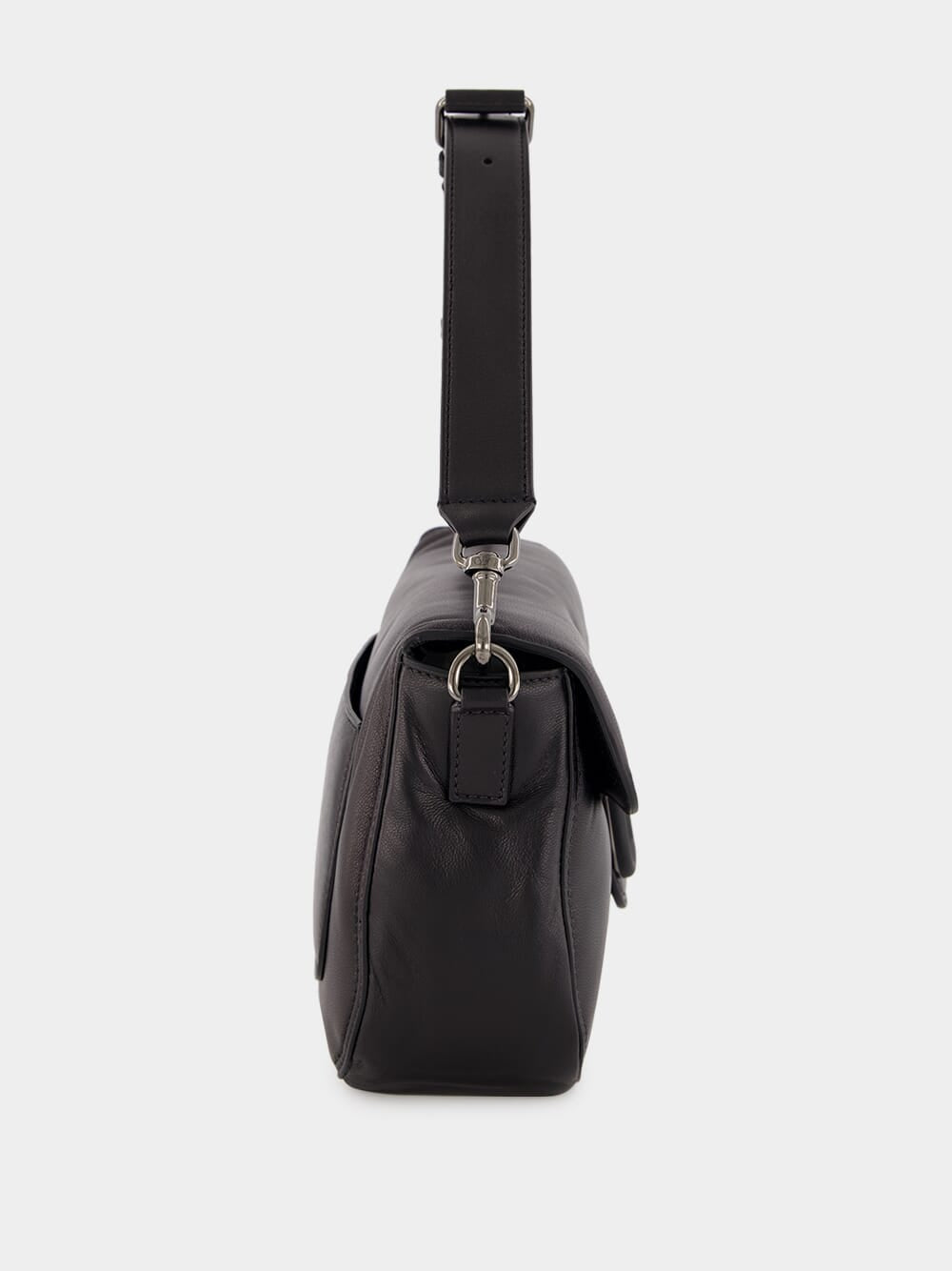 Black Shoulder Bag Alltime Rubber Logo Nappa