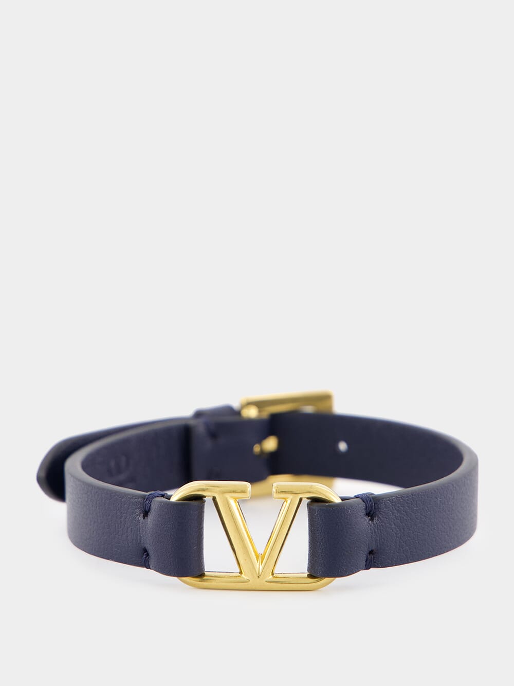 Navy VLogo Signature Calfskin Bracelet