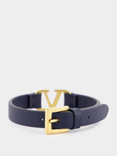 Valentino Garavani Navy VLogo Signature Calfskin Bracelet