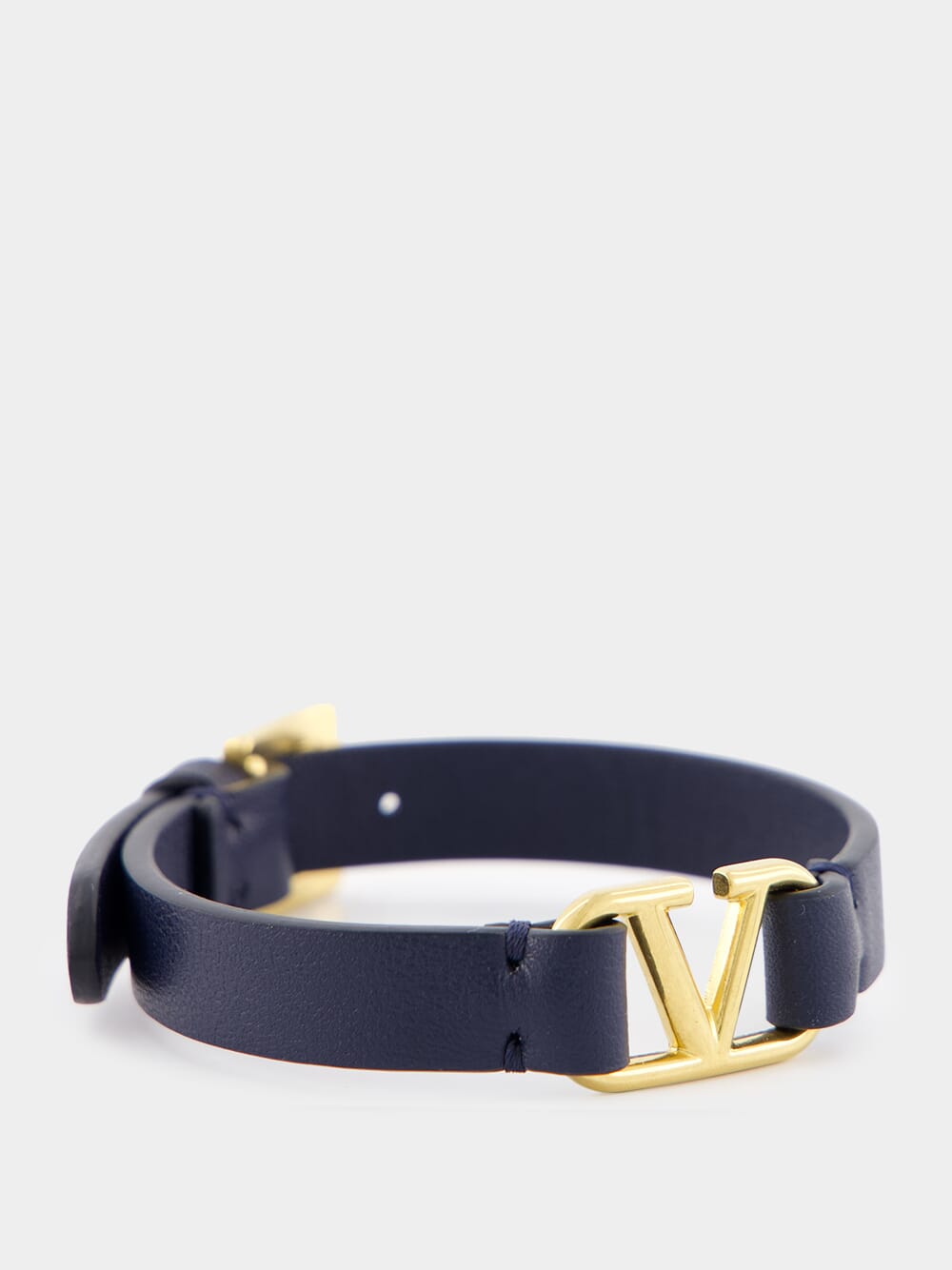 Navy VLogo Signature Calfskin Bracelet