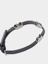 Valentino Garavani Black Leather Bracelet with Metal Logo