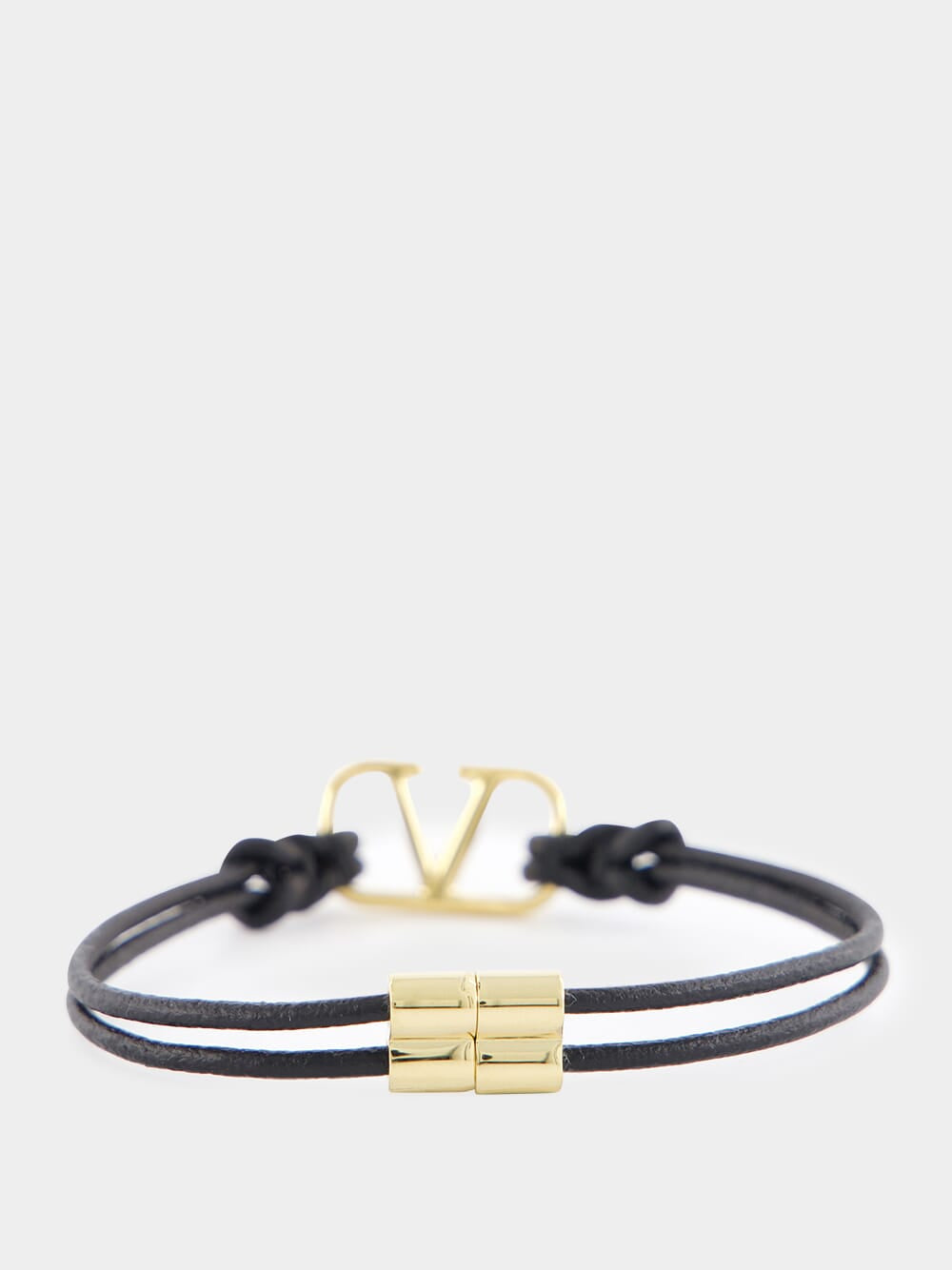 Black VLogo Signature Leather Bracelet