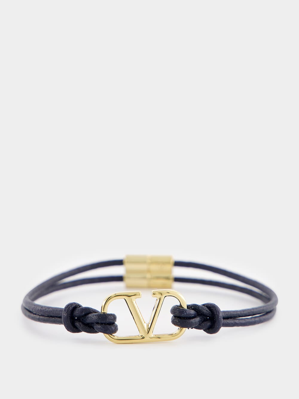 Navy VLogo Signature Leather Bracelet