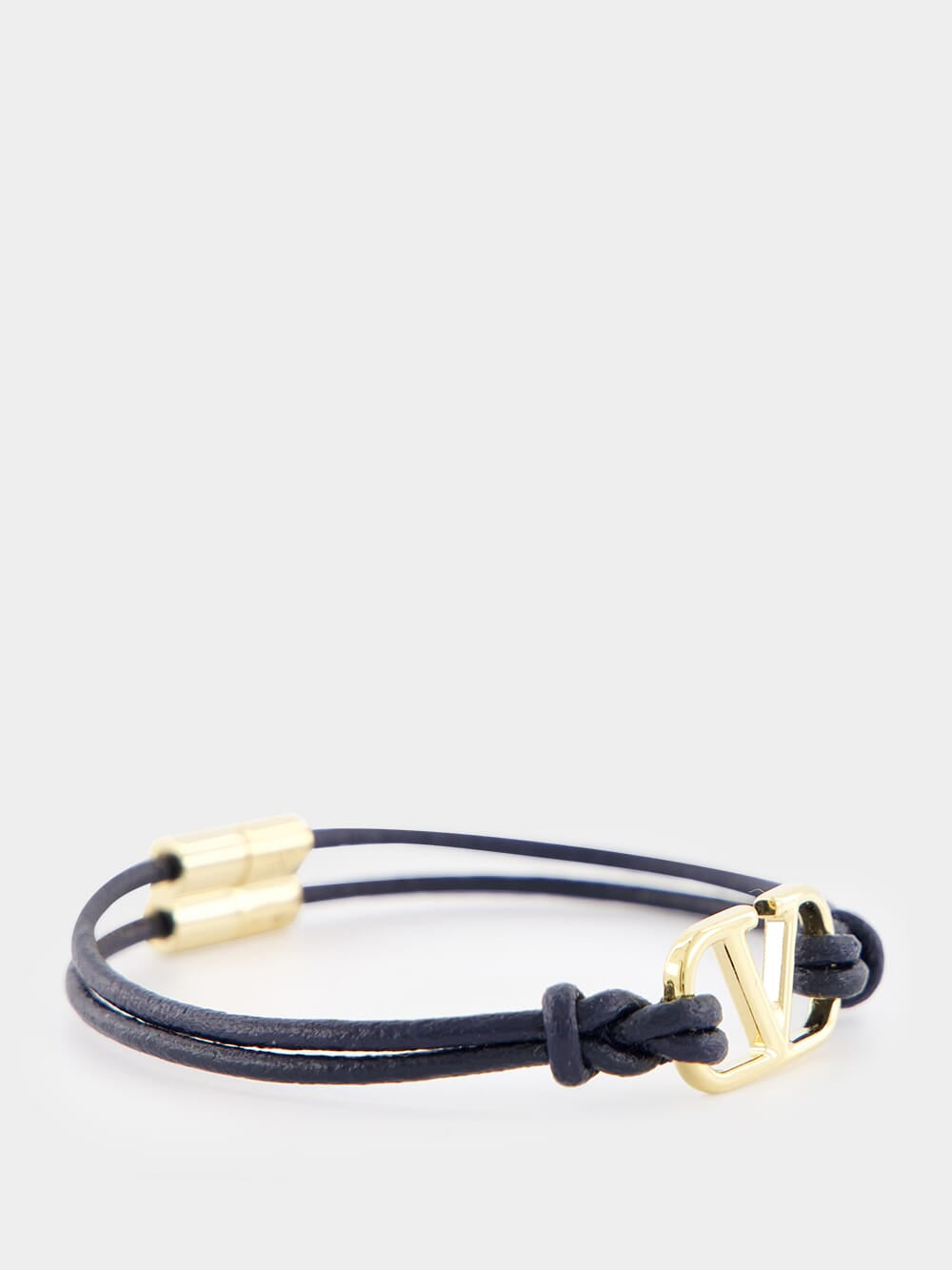 Navy VLogo Signature Leather Bracelet