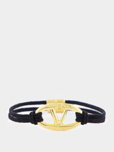 Valentino Garavani Logo Cord Black Bracelet 35 mm