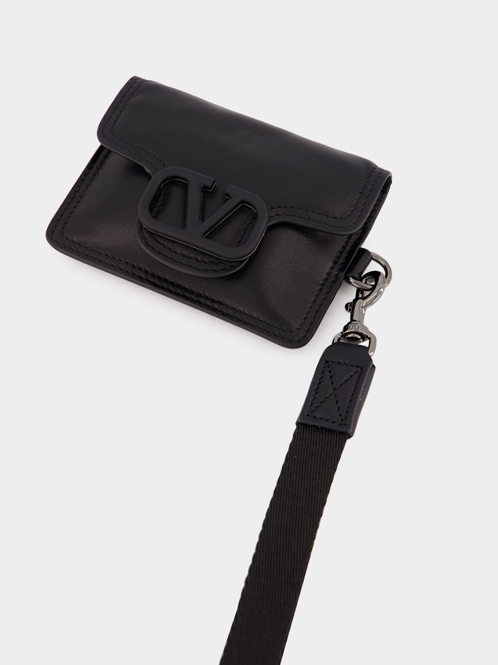 Black Nappa Leather Neck Wallet