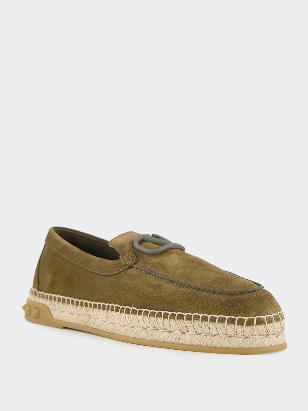 Army Green Split Leather Espadrilles