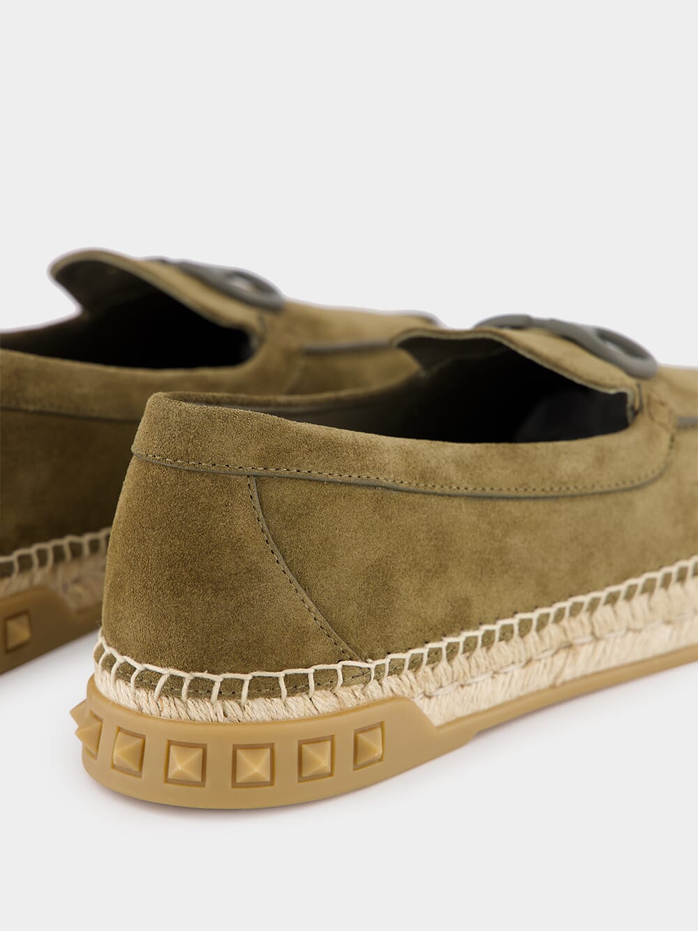 Army Green Split Leather Espadrilles