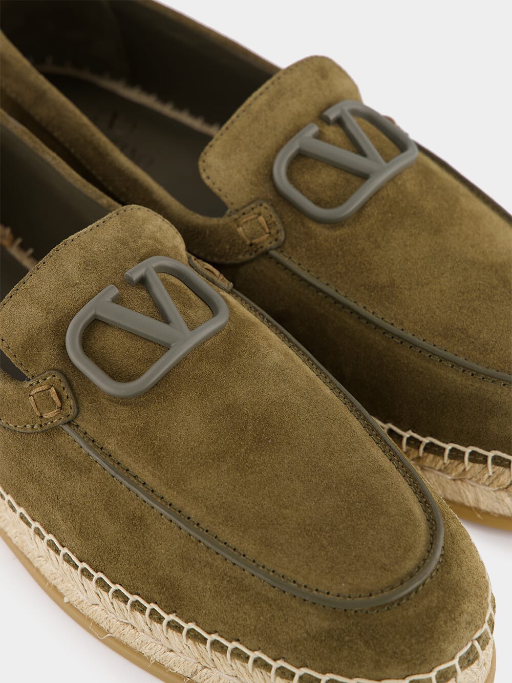 Army Green Split Leather Espadrilles