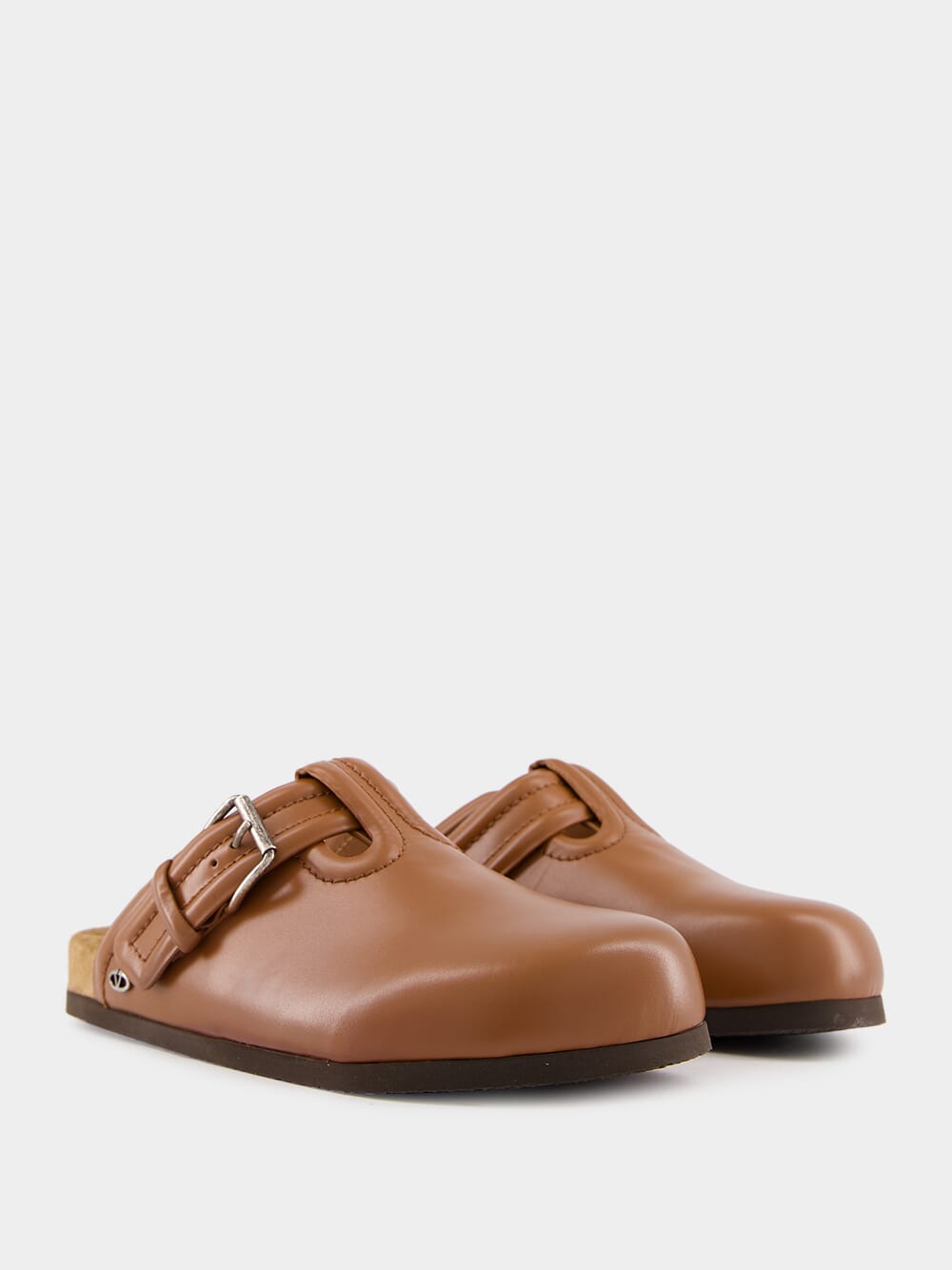 Tobacco Calfskin Leather Sabot