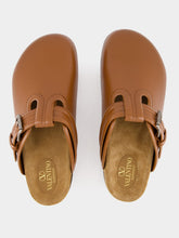 Valentino Garavani Tobacco Calfskin Leather Sabot