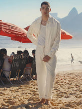 Frescobol Carioca Ivory Pinstripe Drawstring Trousers