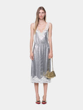 Rabanne Silver Mesh Midi Dress with Ivory Lace